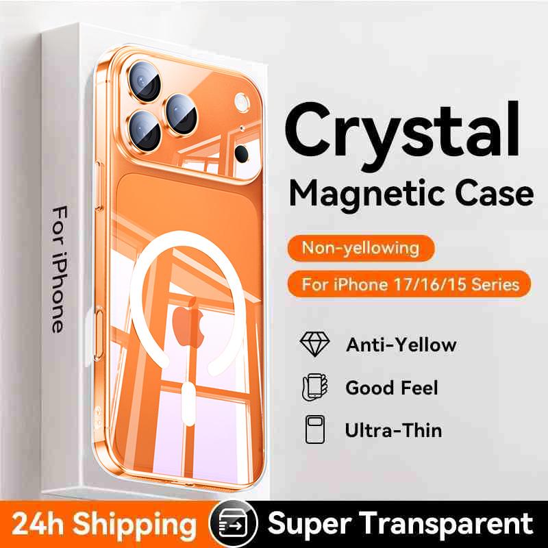 

For Magsafe Transparent Magnetic Phone Case For iPhone 17 14 12 13 15 16 Pro Max Plus 17Pro 17 Air Wireless Charging Clear Cover iPhone 15