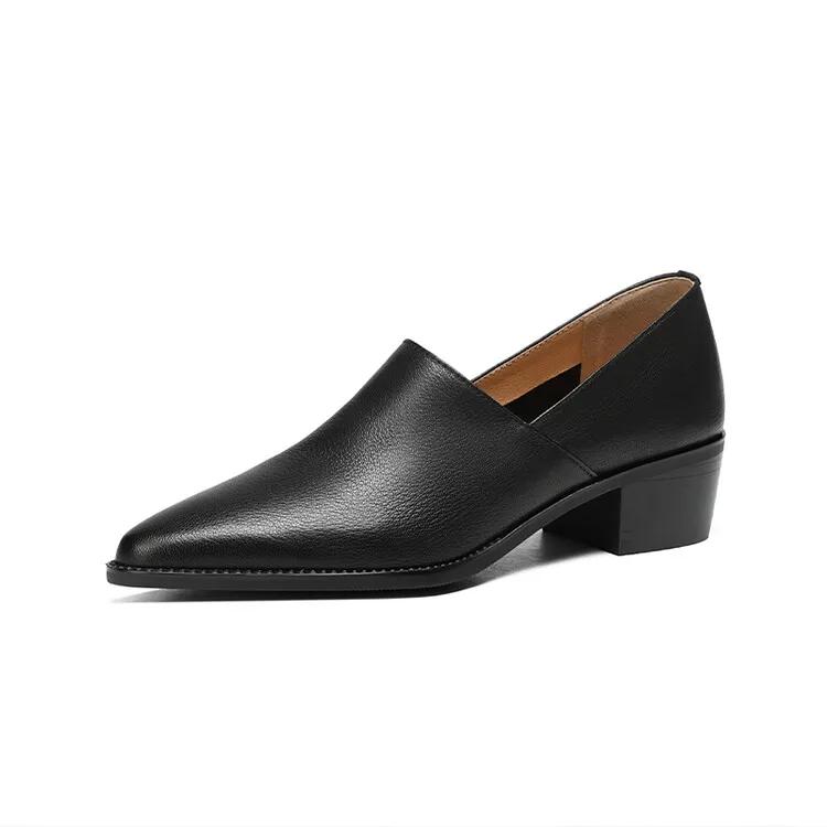 Fashion New Spring/summer Women Pumps Sheep Leather Women Shoes Pointed Toe Chunky Heel Loafers Genuine Leather Shoes for Women Handmade