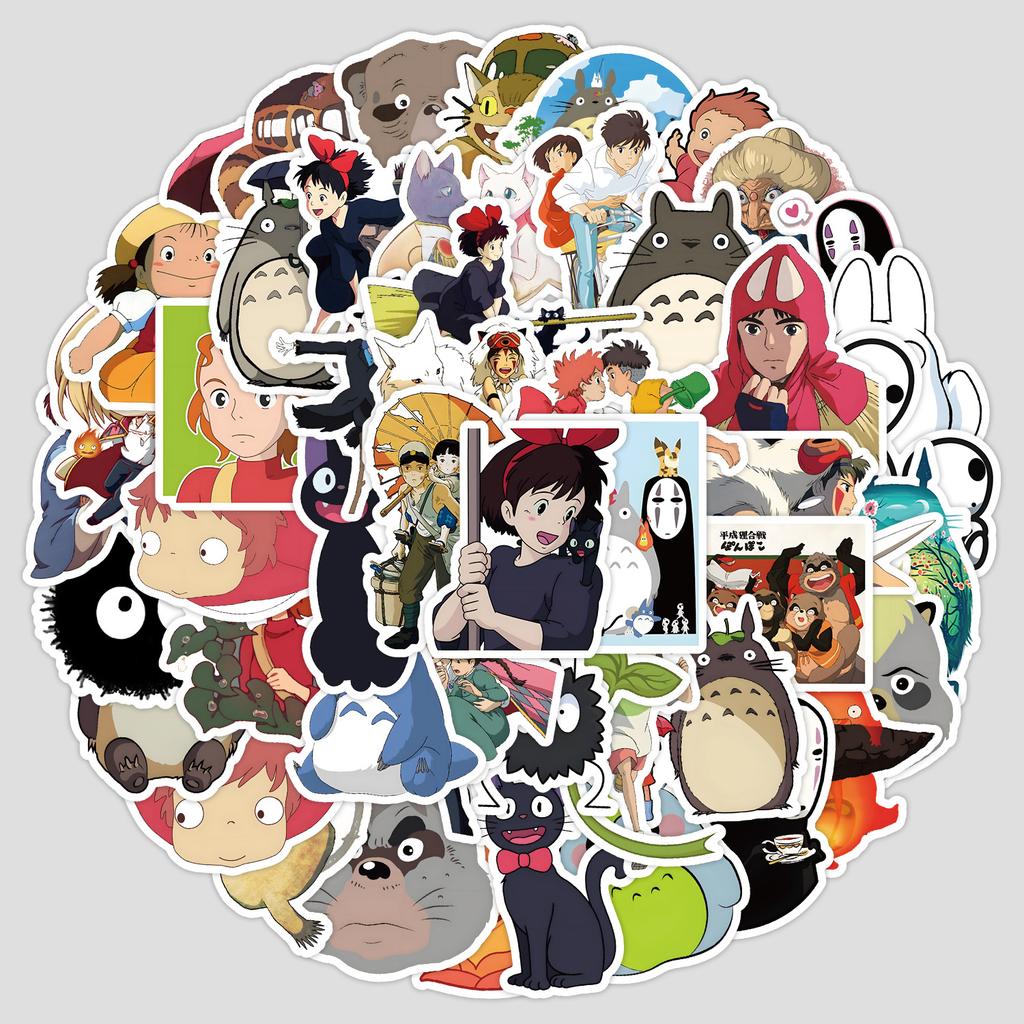 50 Cartoon Japanese Cartoon Graffiti Stickers Animation Studio Ghibli Stickers Computer Waterproof Decorative Stickers