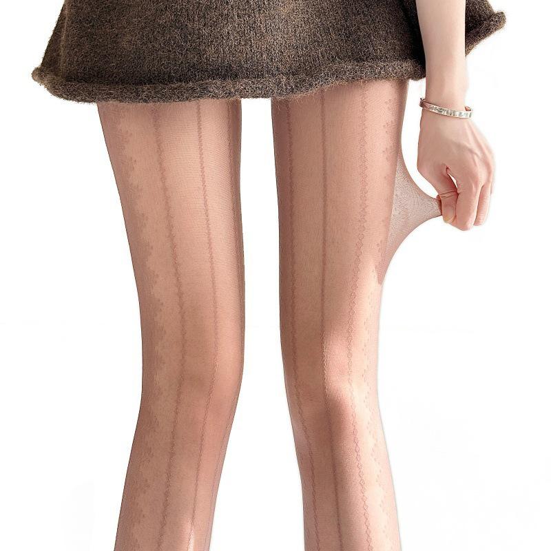

Sheer Plaid Lace Stockings: Sexy Striped, White, Bare-Leg Look for Spring & Autumn One Size