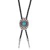 Inlaid Turquoise Wax Rope Necklace Relief Retro Round Pendant Niche Original Oil Drip Jewelry