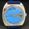 VINTAGE ENICAR AUTOMATIC SWISS MENS BLUE COLOR DIAL WATCH a700144-5