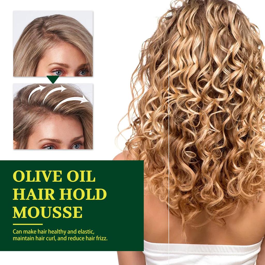 EELHOE Olive Oil Hair Styling Mousse Curl Styling Moisturizing Curl Care Styling Long Lasting Anti-Frizz Mousse