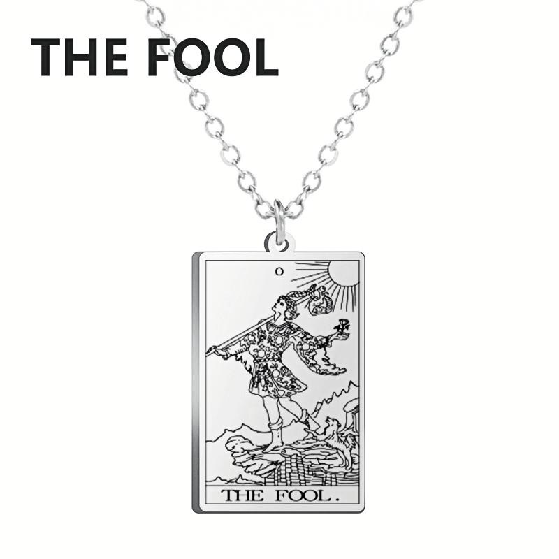 LIKGREAT Tarot Card Necklace Major Arcana Tarots Stainless Steel Necklaces Divination Jewelry Birthday Gift for Women Men