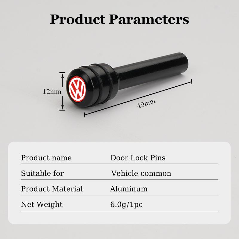 Ear1 Aluminum Car Door Lock Knob Pull Pin Safety Covers for Volkswagen VW GOLF JETTA PASSAT Polo TOUAREG T-ROC Beetle BORA CC
