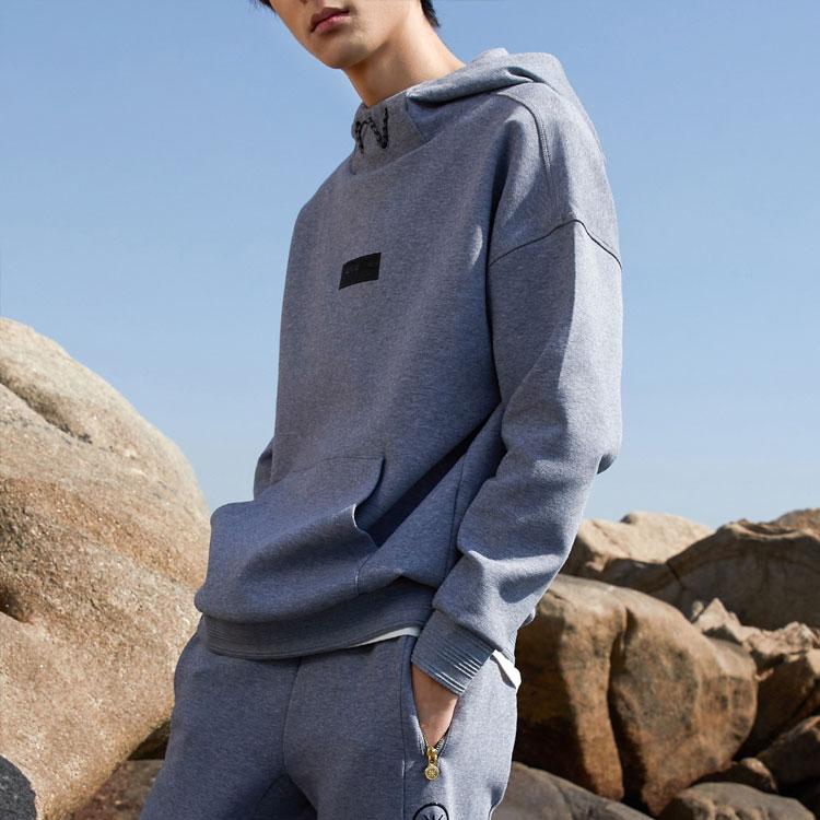 Li Ning Wade Series Casual Loose Pullover Hoodie Men Hoodies Gray AWDR111-1