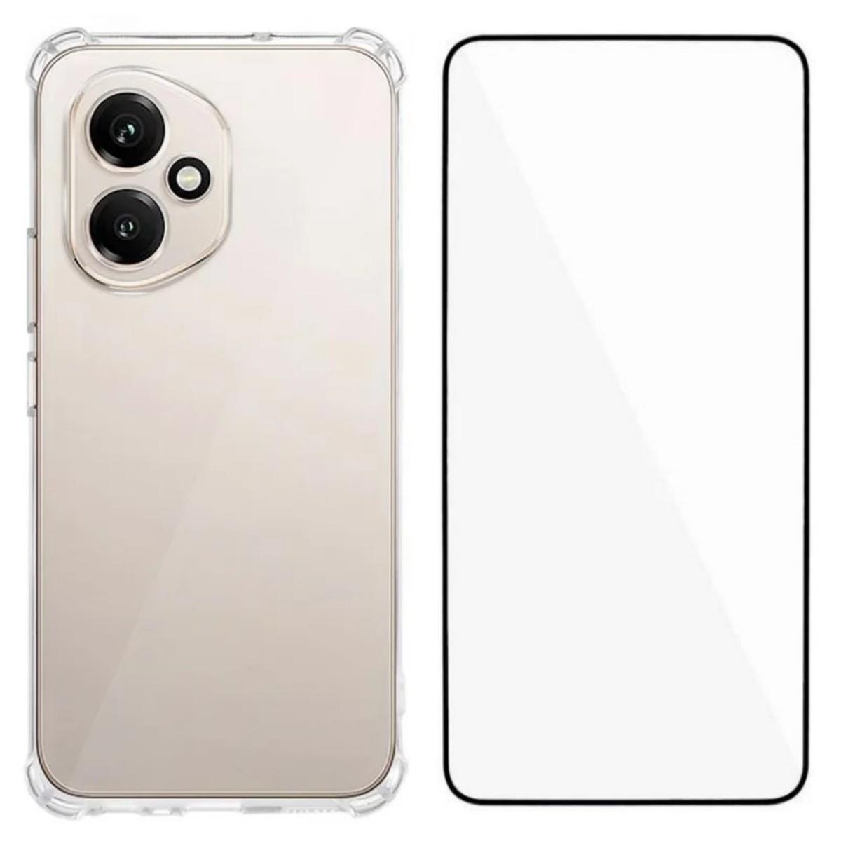 

Для Honor 400 5G (Глобальный) ТПУ чехол WANLONFENG WL3 Series 1,5 мм Чехол для телефона с пленкой из закаленного стекла Transparent