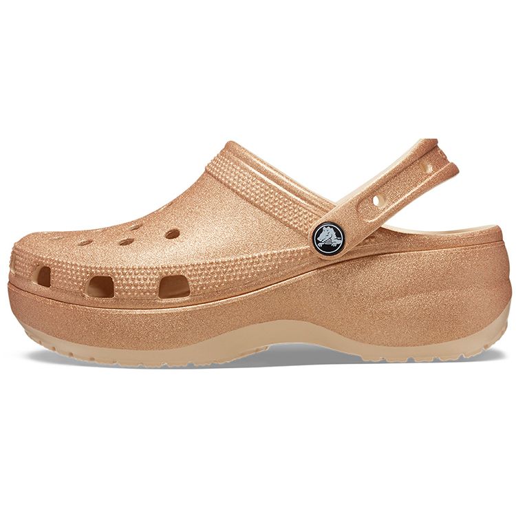 

Crocs Classic Platform Glitter Clog Shiitake Tan Women s 207241-2DS 36-37