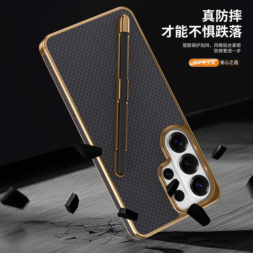 Pen slot integrated, suitable for Samsung S25ultra side paste, Ralph pattern mobile phone case S24FE electroplating business