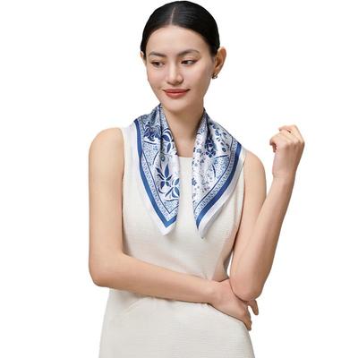Shanghai Story Women's 100% Mulberry Silk Printed Square Scarf