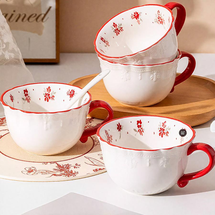 Ceramic cup Coffee cup Water cup Mug Tea cup Cup Dedicated Japanese style Ceramic Floral pattern Couple For home Milk