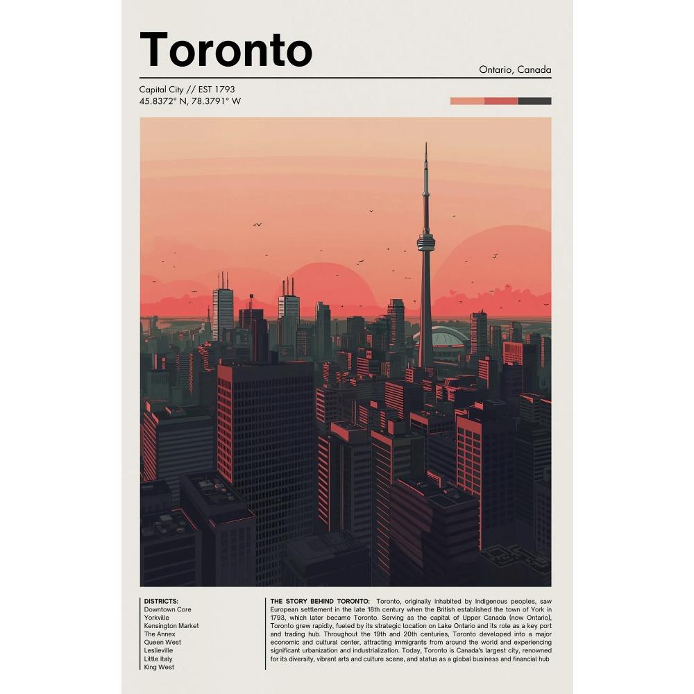 Kanada Reise Chic Stadtlandschaft Poster Vintage St. Johns Toronto Drucke Leinwandgemälde Wandkunst Bilder Heim Wohnzimmer Dekor