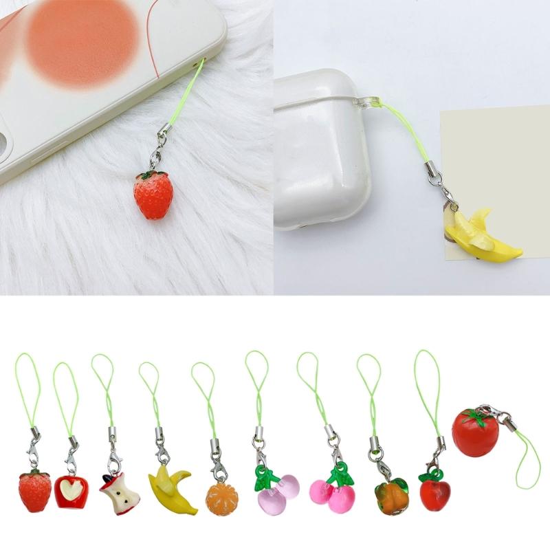 Multi Color Phone Lanyard Fruit Shapes Pendant Wrist Strap Detachable Phone Chains Keyring Portable Accessory for Women