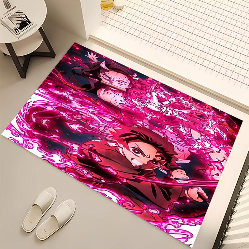 1pc Demon Slayer Print Area Rug - Soft, Washable Non-Slip Indoor Mat, Living Room, Home Office Decorative Rug,Office Decorative