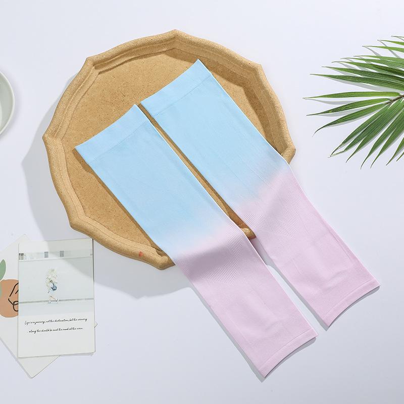 New Gradient Cool Arm Warmers For Women Girls Summer Soft Driving Sunscreen Long-Sleeved Outdoor Solid Color Riding Sleeves