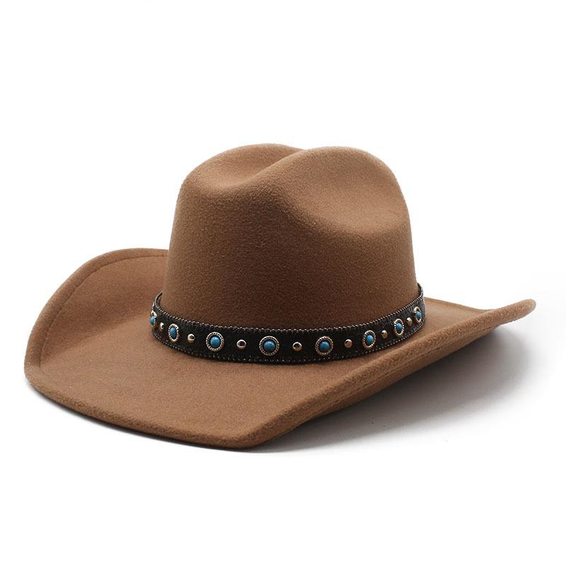 Ethnic Style Horseback Riding Belt Felt Hat Retro Top Hat Men'S And Women'S Woolen Denim Hat
