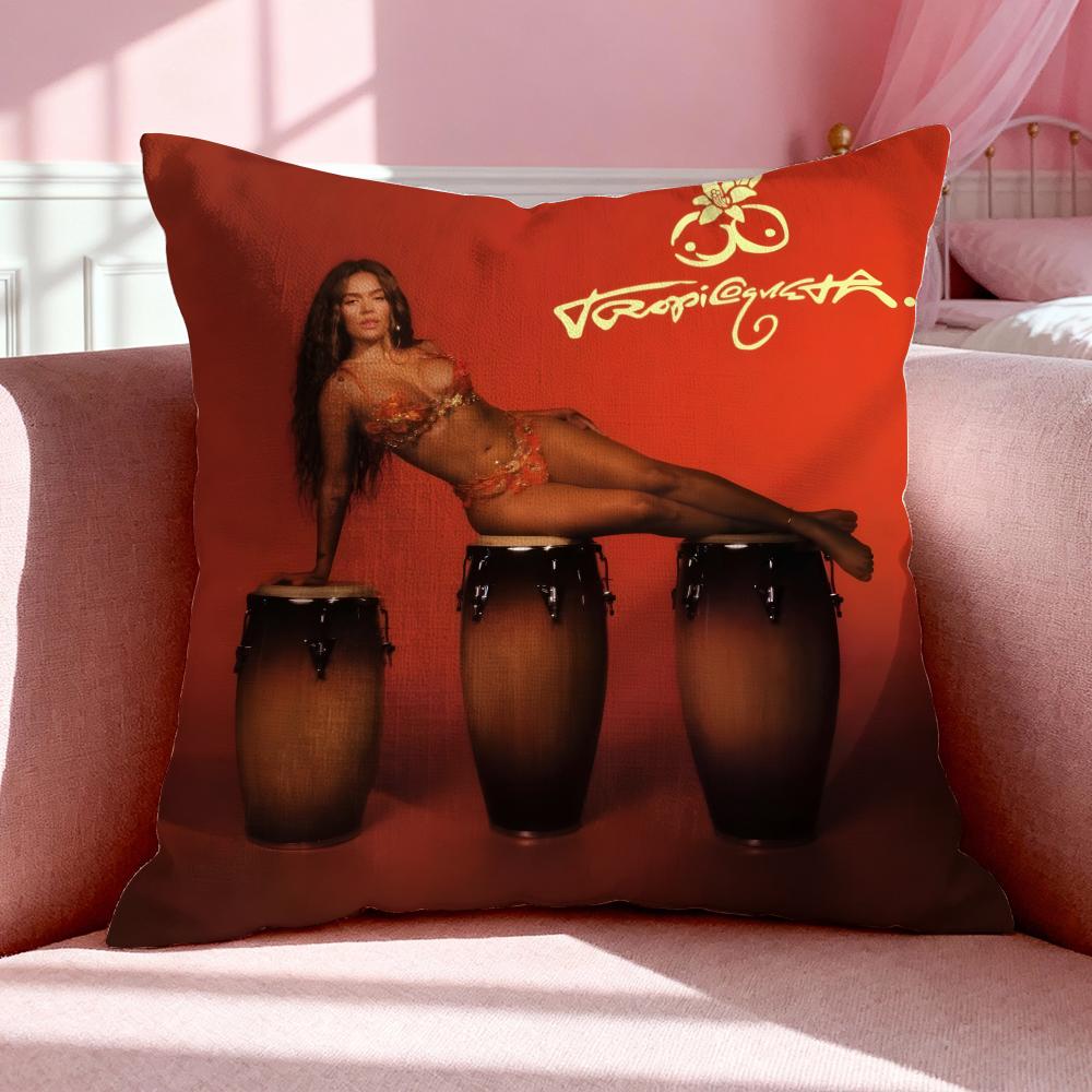 Singer K-Karol G Cushion Cover Breathable Linen Pillowcase Summer Odorless Eco-Friendly Invisible Zipper Washable