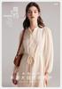 [100% Mulberry Silk] Xia Li collar tie waist slimming long-sleeved silk dress