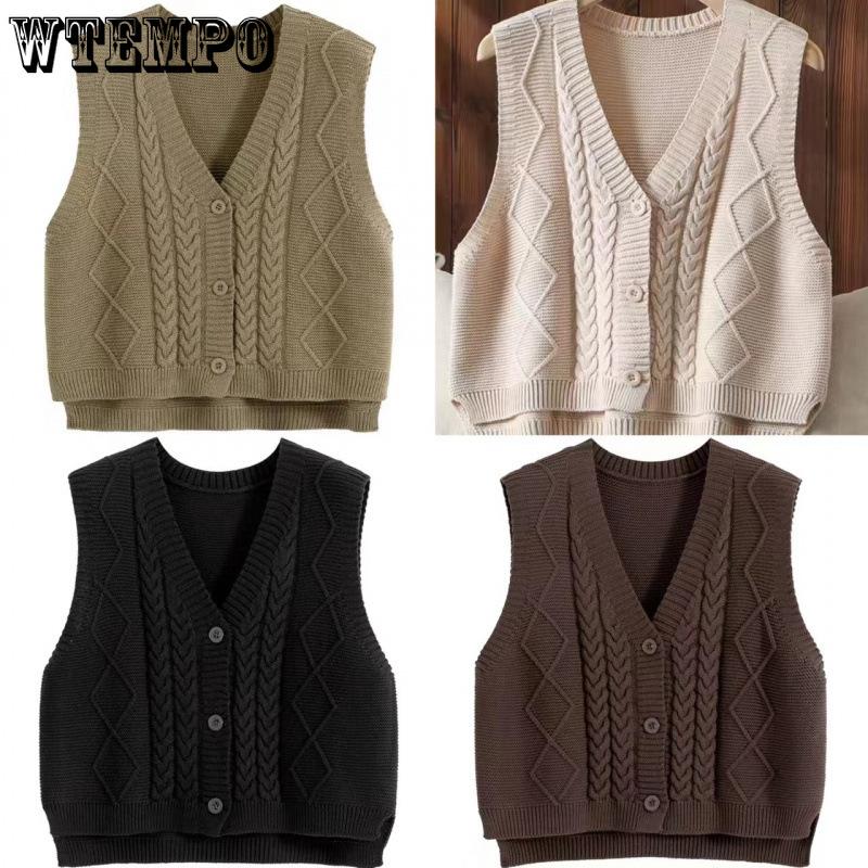 Women's Vest Knitted Vest Women's Outerwear Korean Version Solid Color Sweater Vest for Women