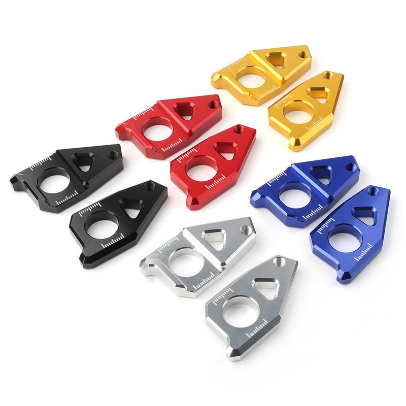2 st Aluminium Axel Spindel Kedjesträckare Block för Motorcykel För Yamaha YZF R1 FZ1 2005-2015 & FZ8 TMAX 530 2012-2015