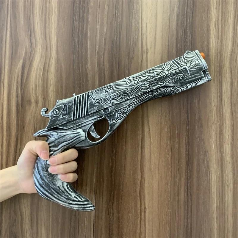 Cosplay Golden Guns Laser Rifle Revolver Prop Weapons Model Gun No Shotting Safety PU Rubber Halloween Gift