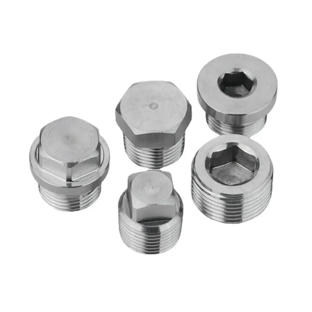 High Pressure 1/8" - 1.5" BSP NPT Male Countersunk Flange Hex Square End Plug Cap 304 Stainless Steel Pipe Fitting