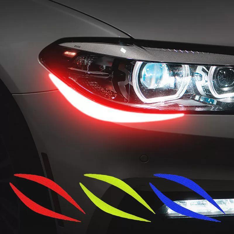 1Pair Auto Reflect Decoration Stickers Car Headlight Stickers Reflective Trim Night Strips Warning Safety Car Driving Eyebr S9Z9