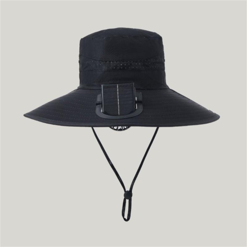 Rechargeable Outdoor Fisherman Hat Built In Fan Solar Charging Lightweight Breathable Sun Protection For Men Women