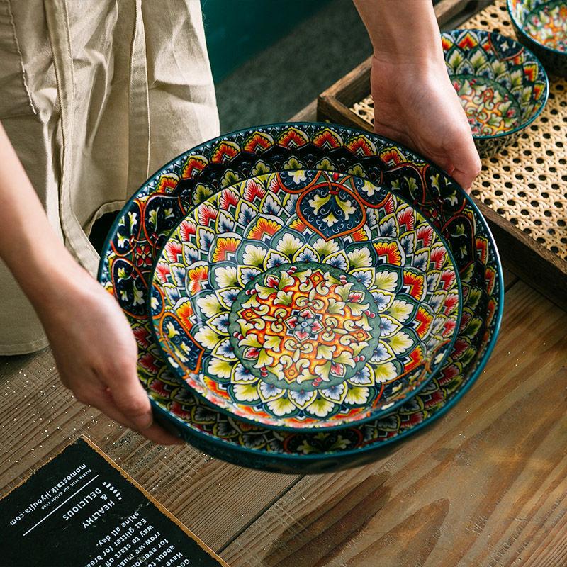 Polnische Keramikteller Haushalts-Kreative Backform Obstsalat Kartoffelpüree Nudelschüssel Kuchenplatte Küchenzubehör