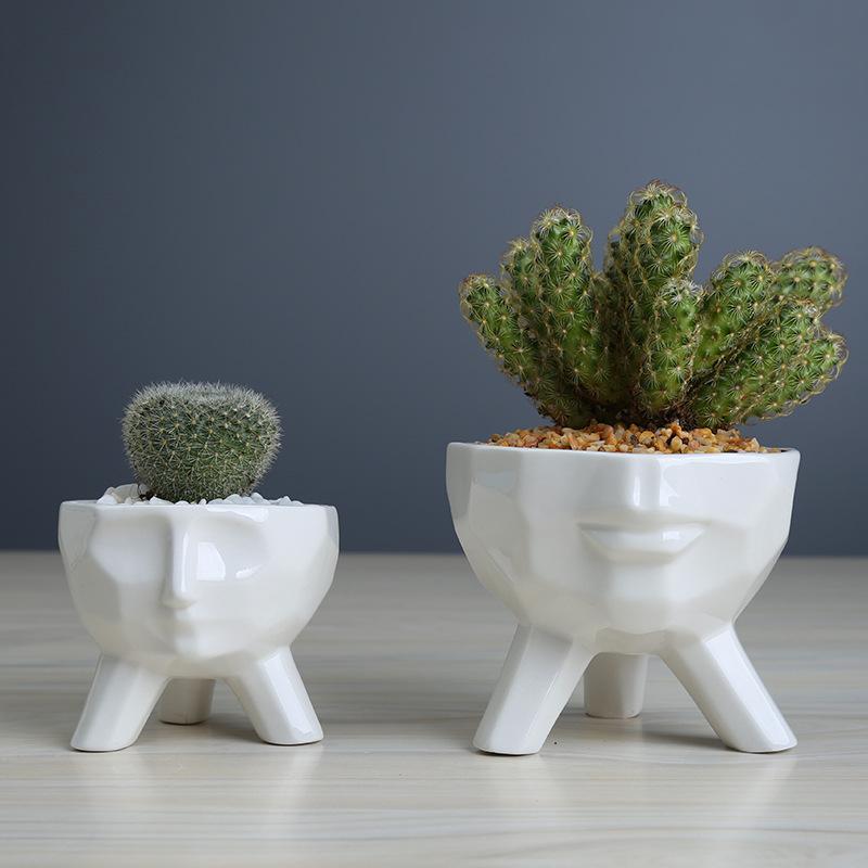 Simple And Creative White Succulent Flower Pot, Home Gardening Plant Ceramic Flower Pot Container
