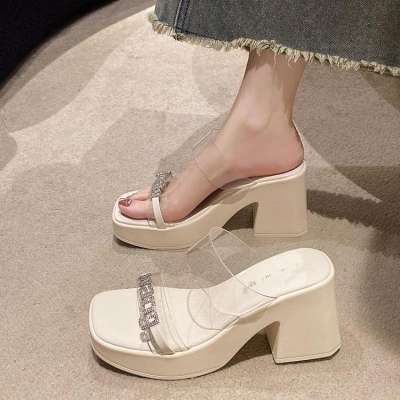 High-heel Platform Slippers for Women, New Style, Single Strap Shoes, Thick Heel Shoes