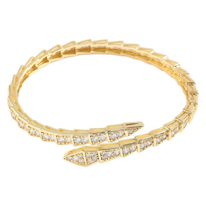 Diamond Snake Bracelet: Zircon Micro-Inlaid Women's Designer Piece with Niche Style, High-End Couples Nail Design.