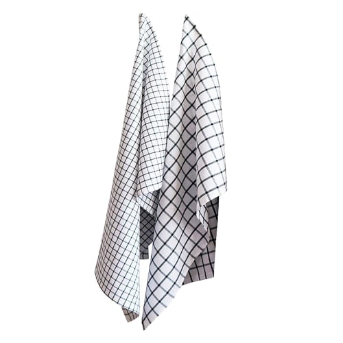Panos 100% Cotton Kitchen Towels, Nordic Style, Set of 2, 50x70cm, Check Pattern