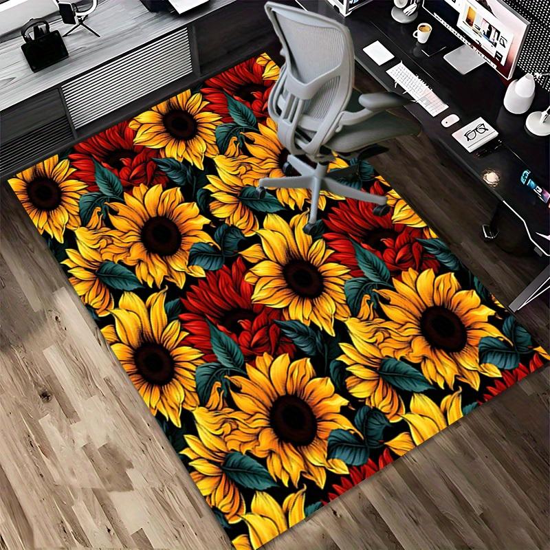 1pc Sunflower Pattern Themed Rug for Home Decor, Non-slip Office Carpet, Chair Mat, Outdoor Mat, Christmas and Halloween Gifts-0731162