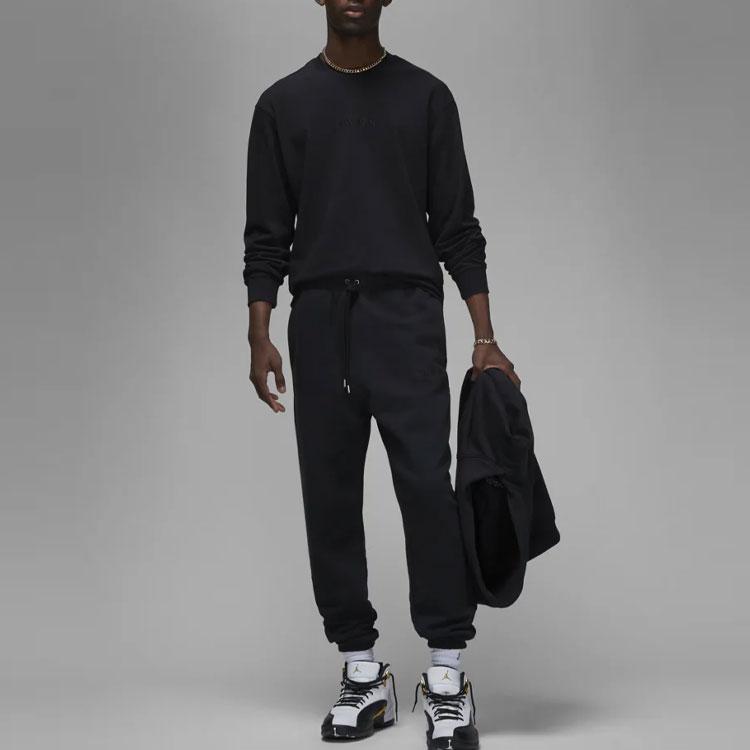 Jordan Wordmark Series Solid Logo Embroidered Crew Neck Long Sleeve T-Shirt Men Tops Black FJ0703-010