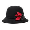 ZHENYUEQI Women's Retro Leaf Pompom Felt Cloche Hat