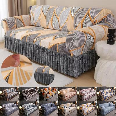1PC Copridivano con Gonna Jacquard Foglie Albero Elastico Tutto Compreso Copridivano per Soggiorno 1/2/3/4 Posti housses de canapé