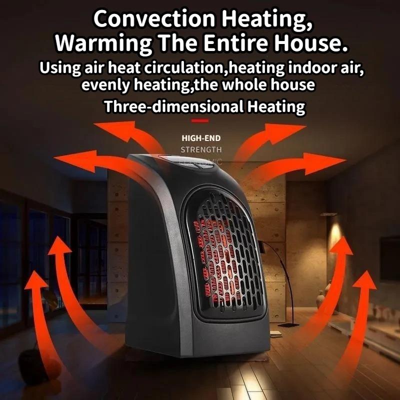 Mini Portable Electric Fan Heater Wall Plug-In with Thermostat for Home Office Desk Warmer Heating Stove
