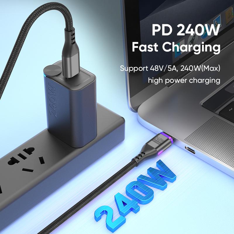 AUFU 5A Magnetic USB Type C Cable For Macbook 240W Fast Charging Magnet USB-C Charger Data Cord For iPhone Samsung Xiaomi Realme 4