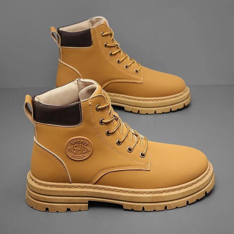 

Rhubarb boots autumn and winter men s high-top Martin boots Korean version of versatile tooling shoes fashion cool casual men s shoes 44