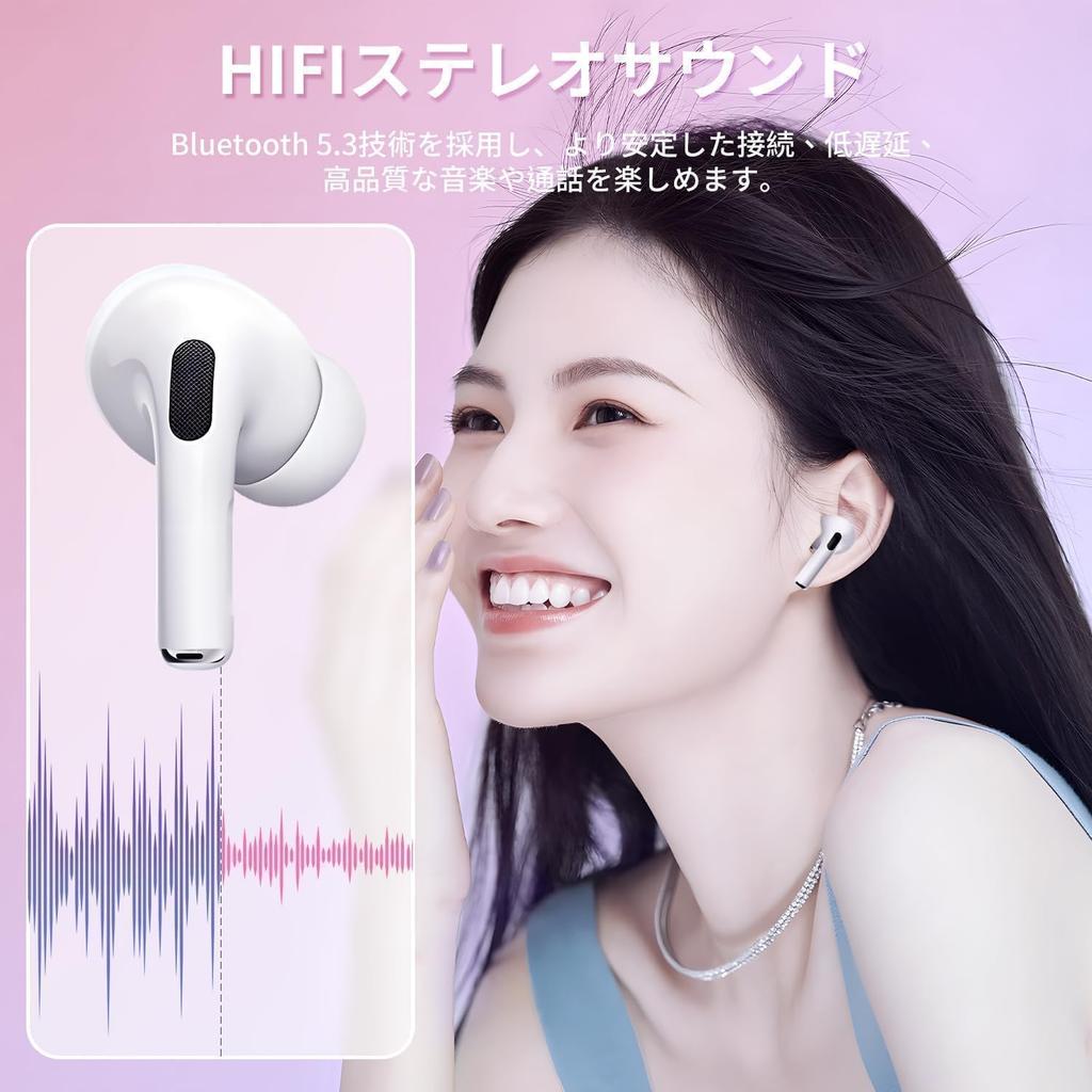 AirPods Pro Wireless Bluetooth Instant Automatic Bluetooth Sound Noise ENC IPX7 Up To 48 Hours of Touch Headset Compatible with and School Earbuds,