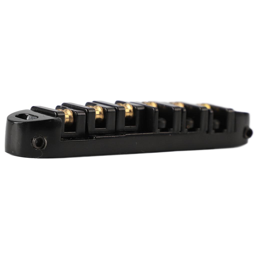 Guitar Roller Saddle Bridge Aluminium Alloy Black Tune Tailpiece Bridge Replacement with Threaded Post for 6 String