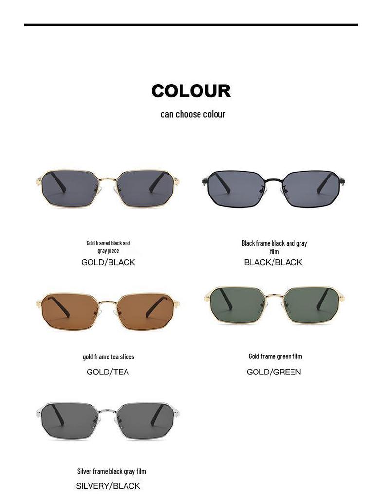 Women's Retro Square Metal Sunglasses, UV400 Sun Protection, Versatile Fashion Style