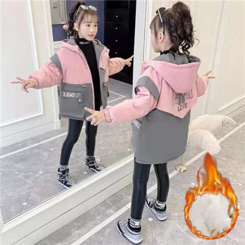 

Мальчиковая одежда с хлопковой подкладкой на флисе, Девичьи свободные пальто, Детская одежда с хлопковой подкладкой и Зимние утепленные куртки с хлопковой подкладкой 160cm