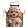1pc Cute Dog Apron | Beige Floral Design, Durable and Easy-to-Clean Polyester, Ideal for Home, Restaurants, Bakeries, and Pet Lovers - Unisex Fun Cook