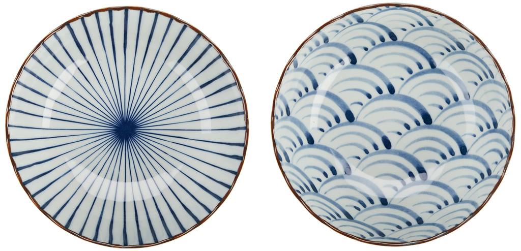 Pair of multi-use pots with dyed patterns, diameter 18.5cm (in presentation box) 13362