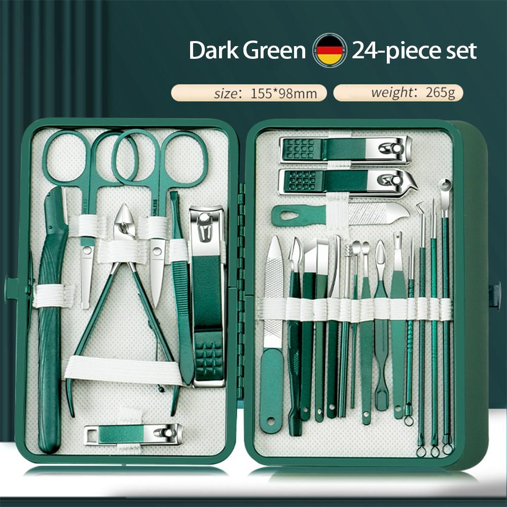 

Темно-зеленый набор маникюрных кусачек из нержавеющей стали с кусачками для удаления кутикулы и инструментами для ногтей
