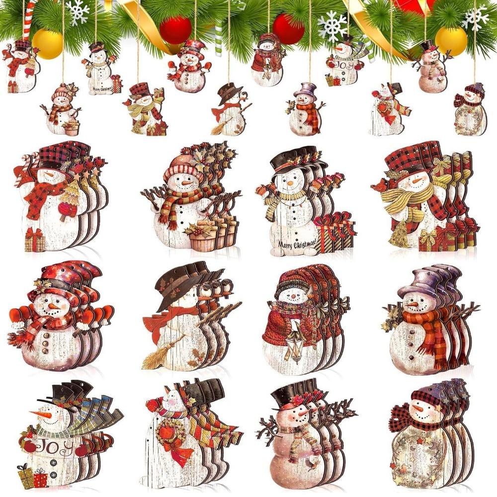 12 PCS Wooden Christmas Tree Ornaments Cartoon Gnome Party.Accessories New Snowman Ornament