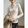 Spice girl style collar long-sleeved knitted sweater women's spring slim-fitting and thin inner top temperament bottoming shirt