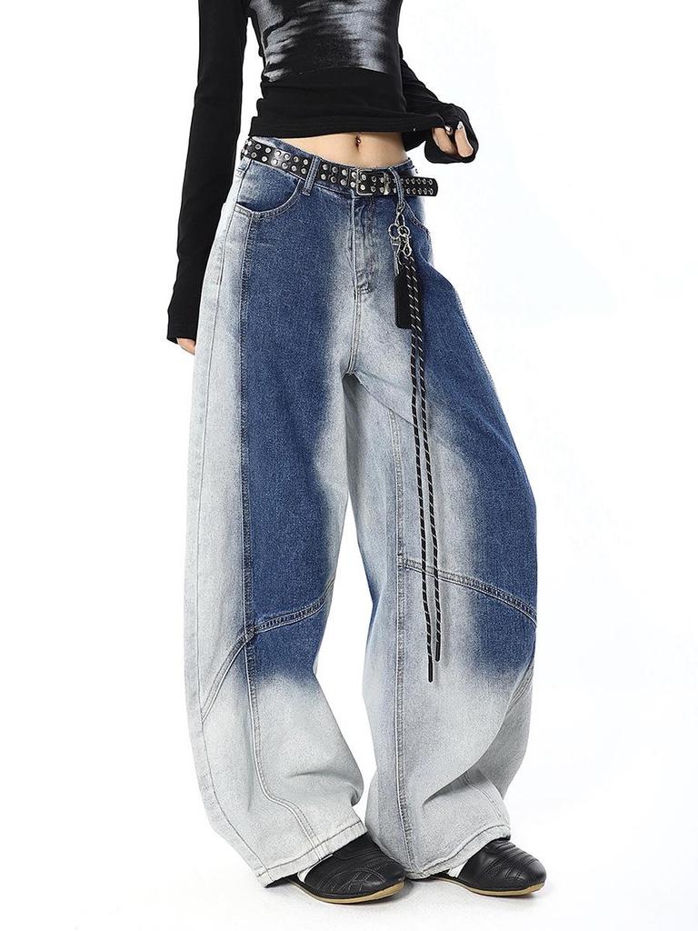 Women's Autumn Retro Gradient Wide-Leg Jeans